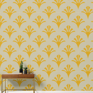 Papel Pintado Patrón Art Deco 02 - Deco Gold 2 en blanco roto