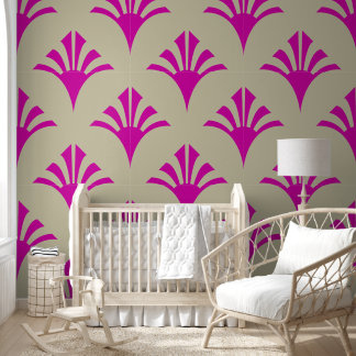 Papel Pintado Patrón Art Deco 02 - Magenta negrita sobre blanco