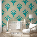 Papel Pintado Patrón Art Deco 02 - Verde azulado en blanco<br><div class="desc">Patrón Art Deco 02 - Verde azulado en blanco</div>