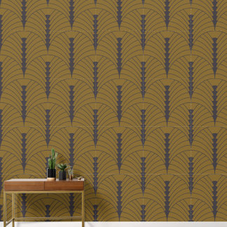 Papel Pintado Patrón Art Deco 03 - Deco Negro sobre el oro Deco