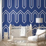 Papel Pintado Patrón Art Deco 05 - Blanco sobre azul prusiano<br><div class="desc">Patrón Art Deco 05 - Blanco sobre azul prusiano</div>