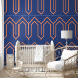 Papel Pintado Patrón Art Deco 05 - Naranja sobre azul prusiano<br><div class="desc">Patrón Art Deco 05 - Naranja sobre azul prusiano</div>