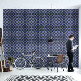 Papel Pintado Patrón Art Deco en azul y negro