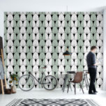 Papel Pintado Patrón Art Deco Negro sobre rayas blancas de color<br><div class="desc">Tiras verdes y blancas de sabio pastel en un patrón sin fisuras con superposición de patrón de deco de arte negro. Se pueden cambiar los colores de franja blanca y verde sabio.</div>