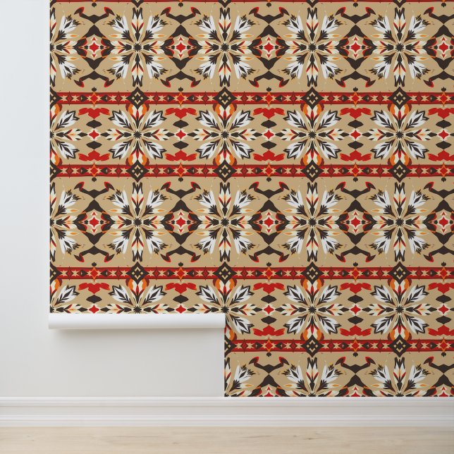 Papel Pintado Patrón audaz de pluma geométrica del suroeste (Solicitud)