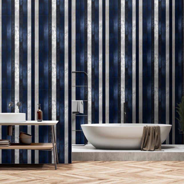 Papel Pintado Patrón azul de la marina (Baño)