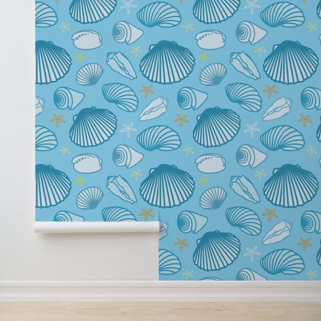 Papel Pintado Patrón azul del océano (Solicitud)