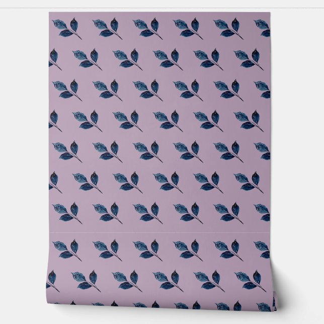 Papel Pintado Patrón azul marino floral azul marino (Desenrollar)