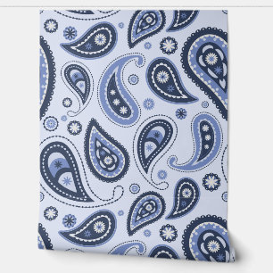 Papel Pintado Patrón azul paisley