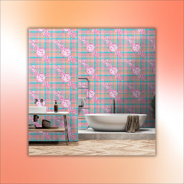 Papel Pintado Patrón azul, rosa y rosa con Purpurina y corazón |