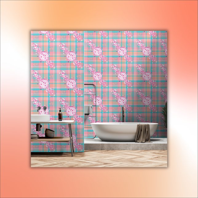 Papel Pintado Patrón azul, rosa y rosa con Purpurina y corazón | (Subido por el creador)