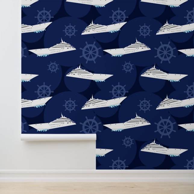 Papel Pintado Patrón azul y blanco de la Marina Náutica del cruc (Solicitud)