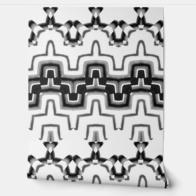 Papel Pintado Patrón blanco y negro vibrante "Ratti_Creative_Art (Desenrollar)