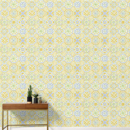 Papel Pintado Patrón boho de azulejo mediterráneo acuarela