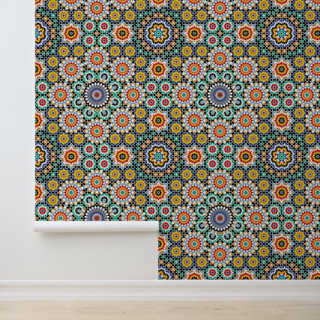 Papel Pintado Patrón boho tradicional mosaico marroquí (Solicitud)