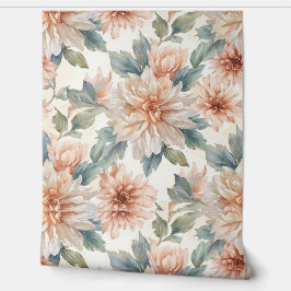 Papel Pintado Patrón Botánico Acuarela de Flores de Crisantemo