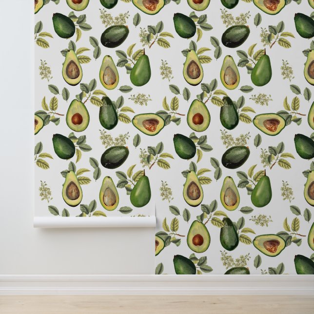 Papel Pintado Patrón botánico de aguacate acuarela (Solicitud)