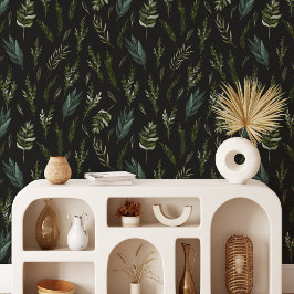 Papel Pintado Patrón botánico de hojas verdes