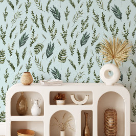 Papel Pintado Patrón botánico de hojas verdes