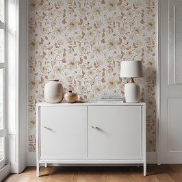 Papel Pintado Patrón botánico del Lirio amarillo Blanco Floral