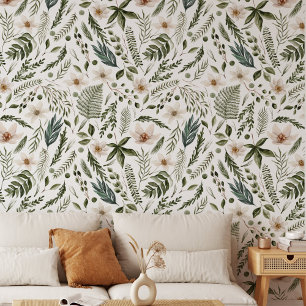 Papel Pintado Patrón Botánico Floral de Acuarela de Flores