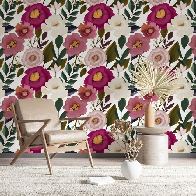 Papel Pintado Patrón Botánico Floral y Verde Negrita (Subido por el creador)