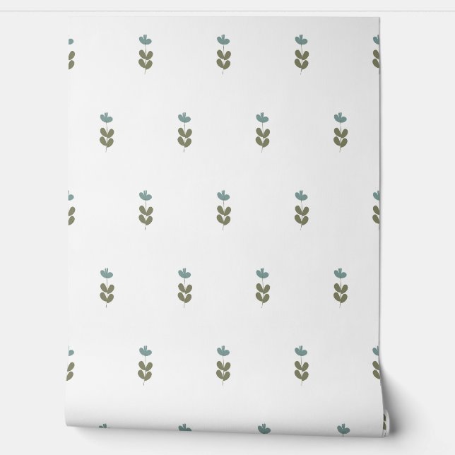 Papel Pintado patrón botánico sin fisuras con flores en (Desenrollar)