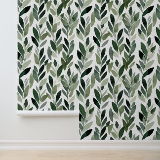 Papel Pintado Patrón Botánico Verde