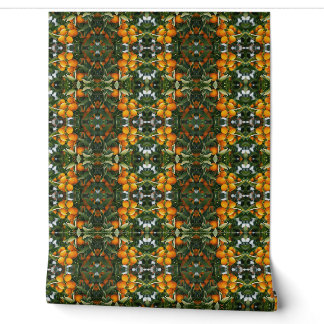 Papel Pintado Patrón Botánico Verde de Naranja Cítrica Vintage