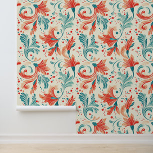 Papel Pintado Patrón capilar azul y rojo