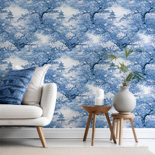 Papel Pintado Patrón Chinoiserie de inspiración porcelana ID1094
