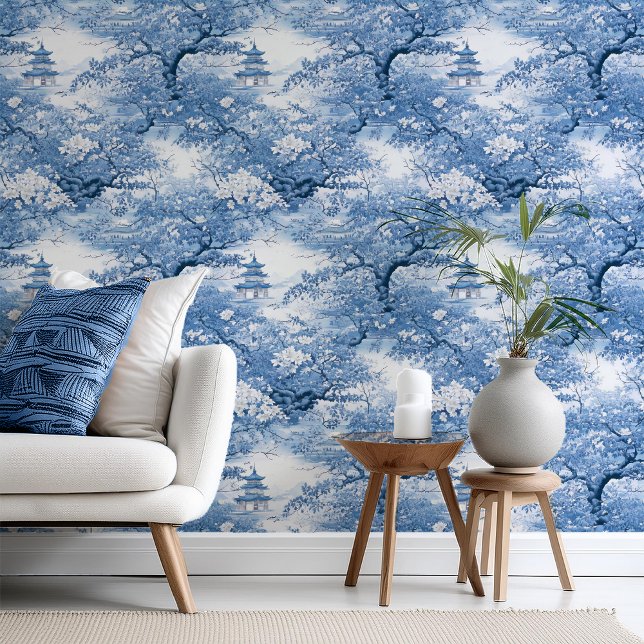 Papel Pintado Patrón Chinoiserie de inspiración porcelana ID1094 (Subido por el creador)