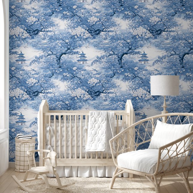 Papel Pintado Patrón Chinoiserie de inspiración porcelana ID1094 (Niños)