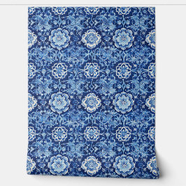 Papel Pintado Patrón Chinoiserie floral azul