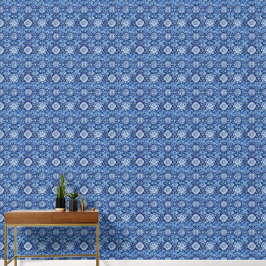 Papel Pintado Patrón Chinoiserie floral azul