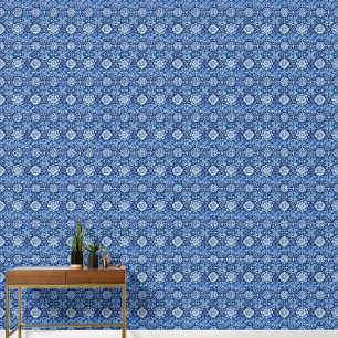 Papel Pintado Patrón Chinoiserie floral azul