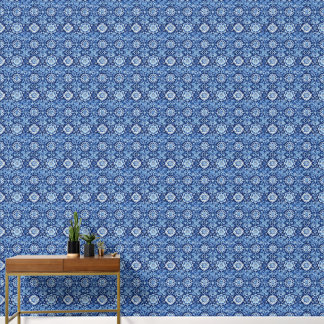 Papel Pintado Patrón Chinoiserie floral azul