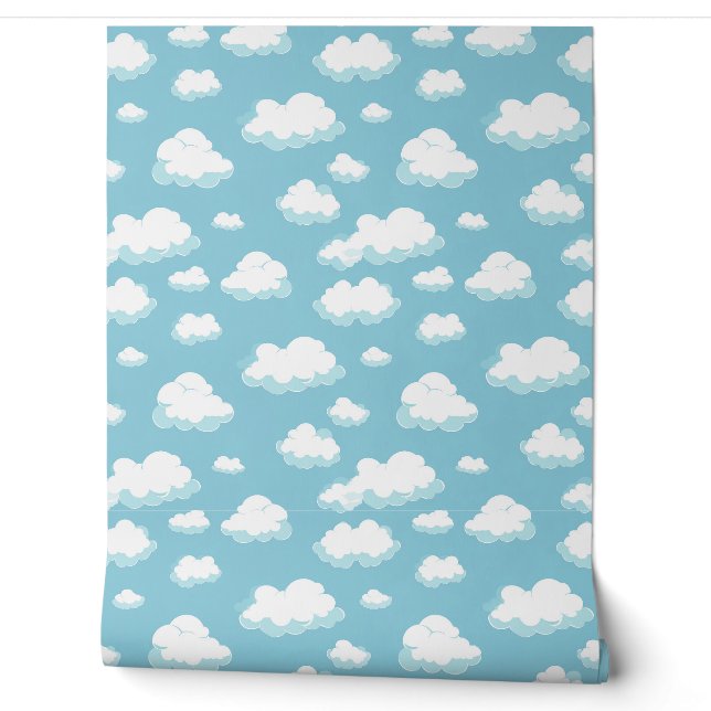 Papel Pintado Patrón cielo azul y nubes (Desenrollar)