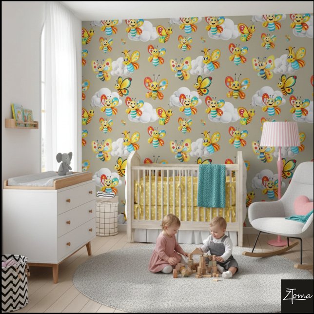 Papel Pintado Patrón cielo nublado de mariposa feliz - Sorrell B (Subido por el creador)