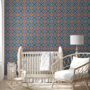 Papel Pintado Patrón Colorido de Azulejos