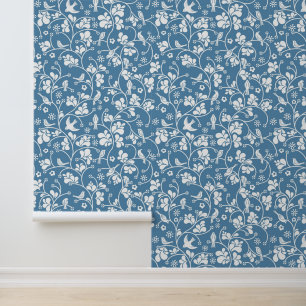 Papel Pintado patrón con ornamento de aves y plantas