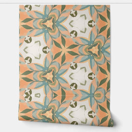 Papel Pintado Patrón continuo botánico azul melocotón