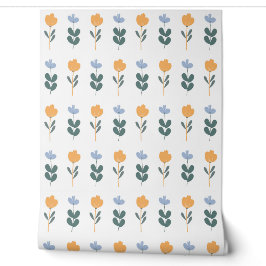 Papel Pintado Patrón continuo con flores amarillas y azules