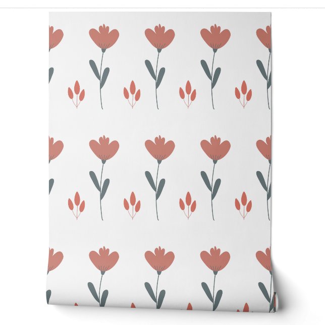 Papel Pintado patrón continuo con flores y hojas (Desenrollar)