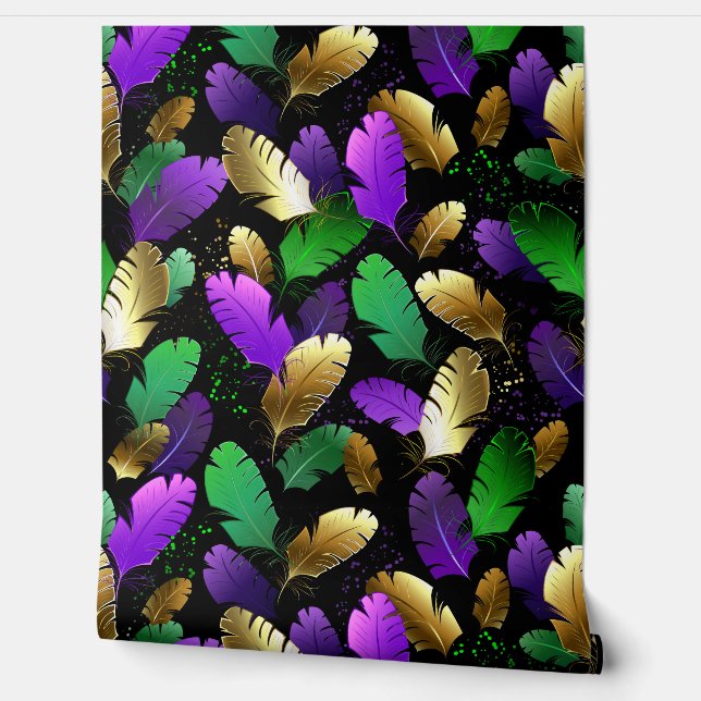 Papel Pintado Patrón continuo con plumas de Mardi Gras (Desenrollar)