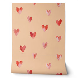 Papel Pintado Patrón continuo de corazones al acuarela
