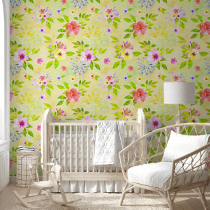 Papel Pintado Patrón continuo de flores en acuarela 1