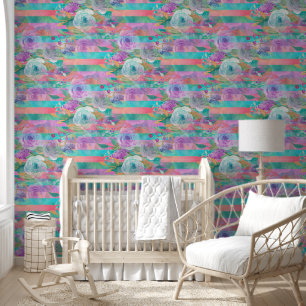 Papel Pintado Patrón continuo de flores en acuarela 8a