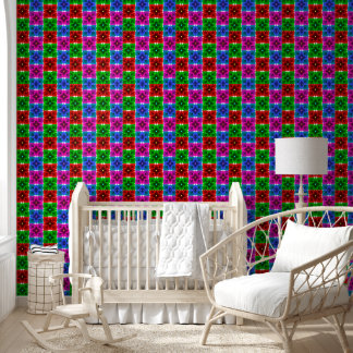 Papel Pintado Patrón continuo de flores geométricas coloridas, a