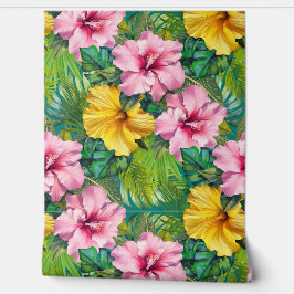 Papel Pintado Patrón continuo de jungla de hibisco